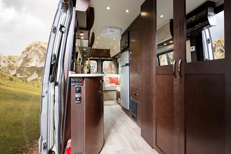 2015 Free Spirit Shown in Espresso Brown Cabinetry with Optional Glamour Package.