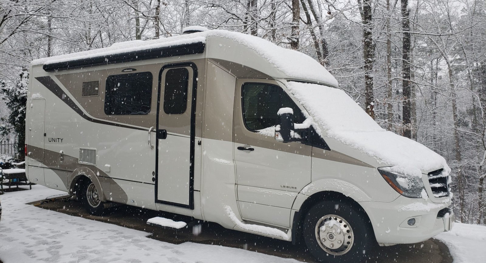 RV covered with snow