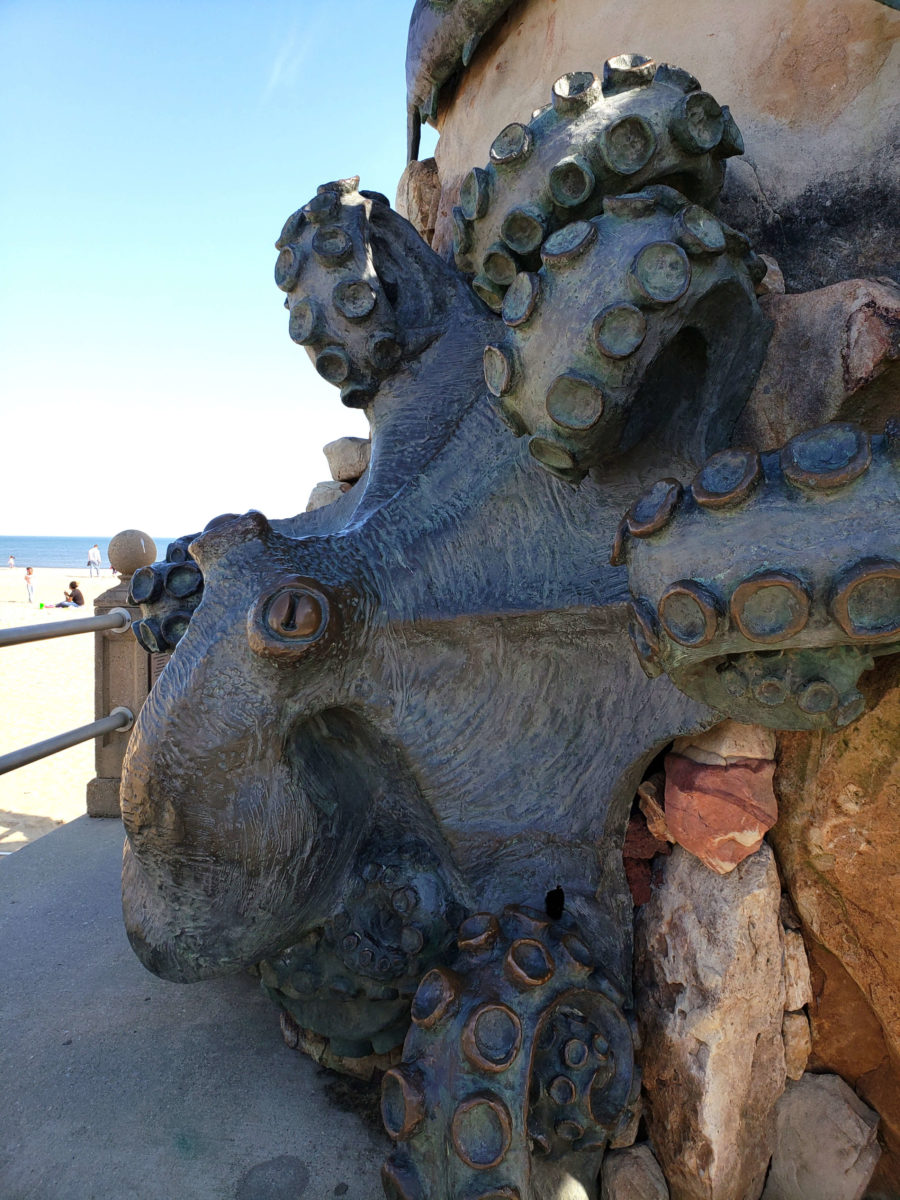 Octopus on King Neptune statue Va Beach