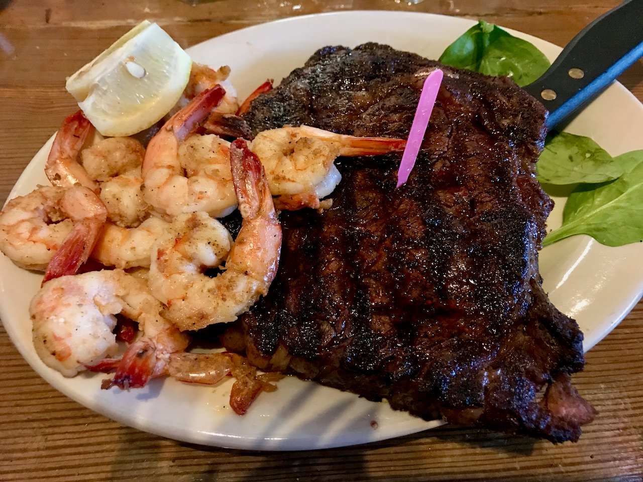 Steak and Shrimp at Skippers Fish Camp