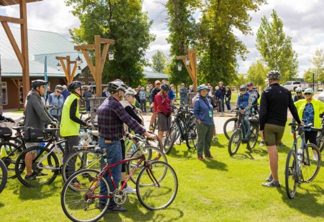 cyclists in a group