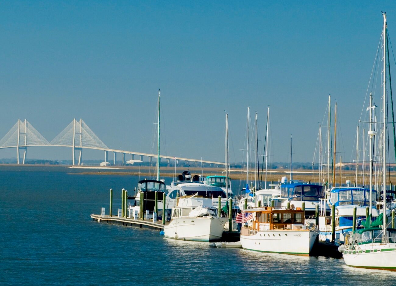 Marina with Sidney Lanier Bridge in Background, St. Simons, Georgia, courtesy of the Glynn County Convention & Visitors Bureau