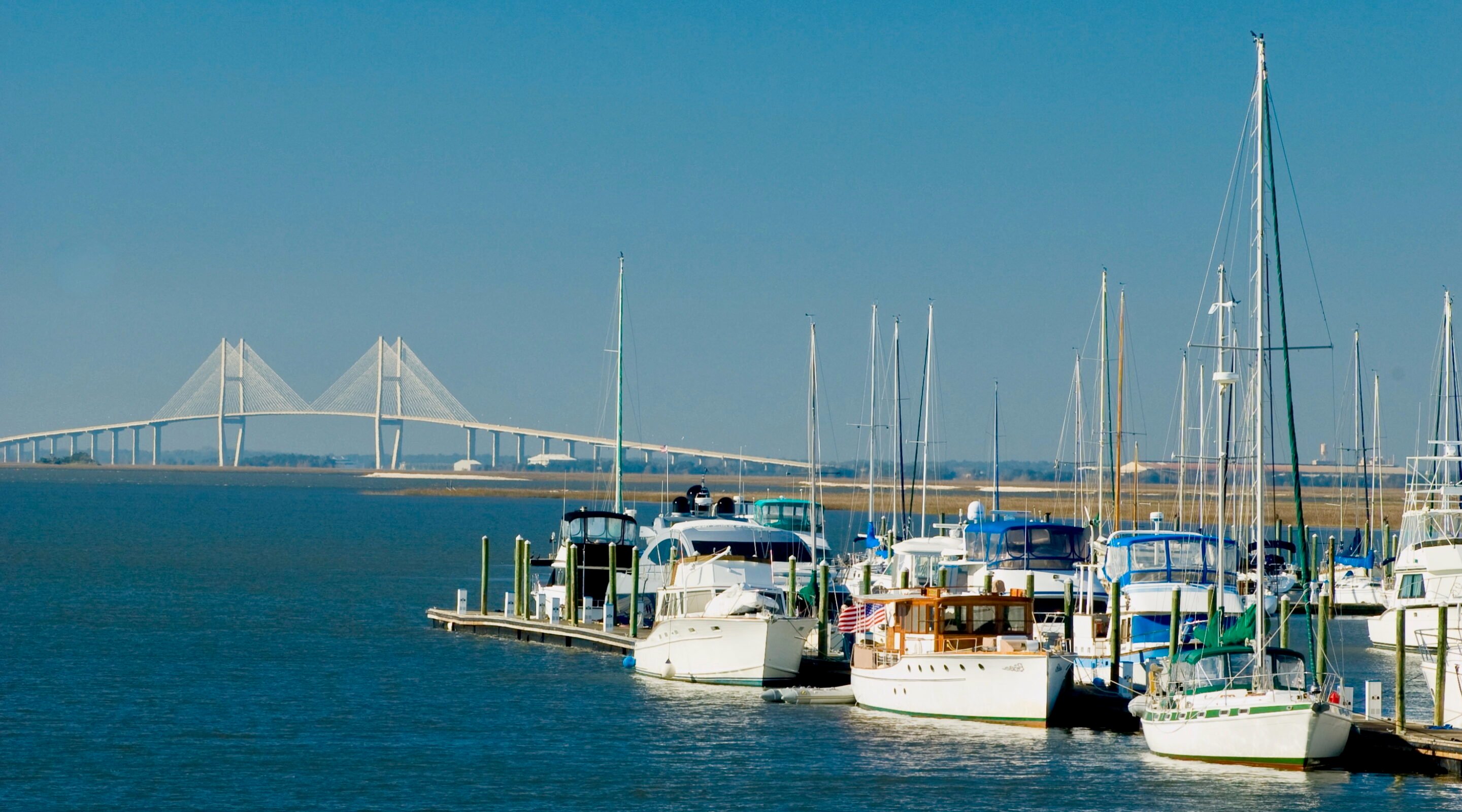 Marina with Sidney Lanier Bridge in Background, St. Simons, Georgia, courtesy of the Glynn County Convention & Visitors Bureau