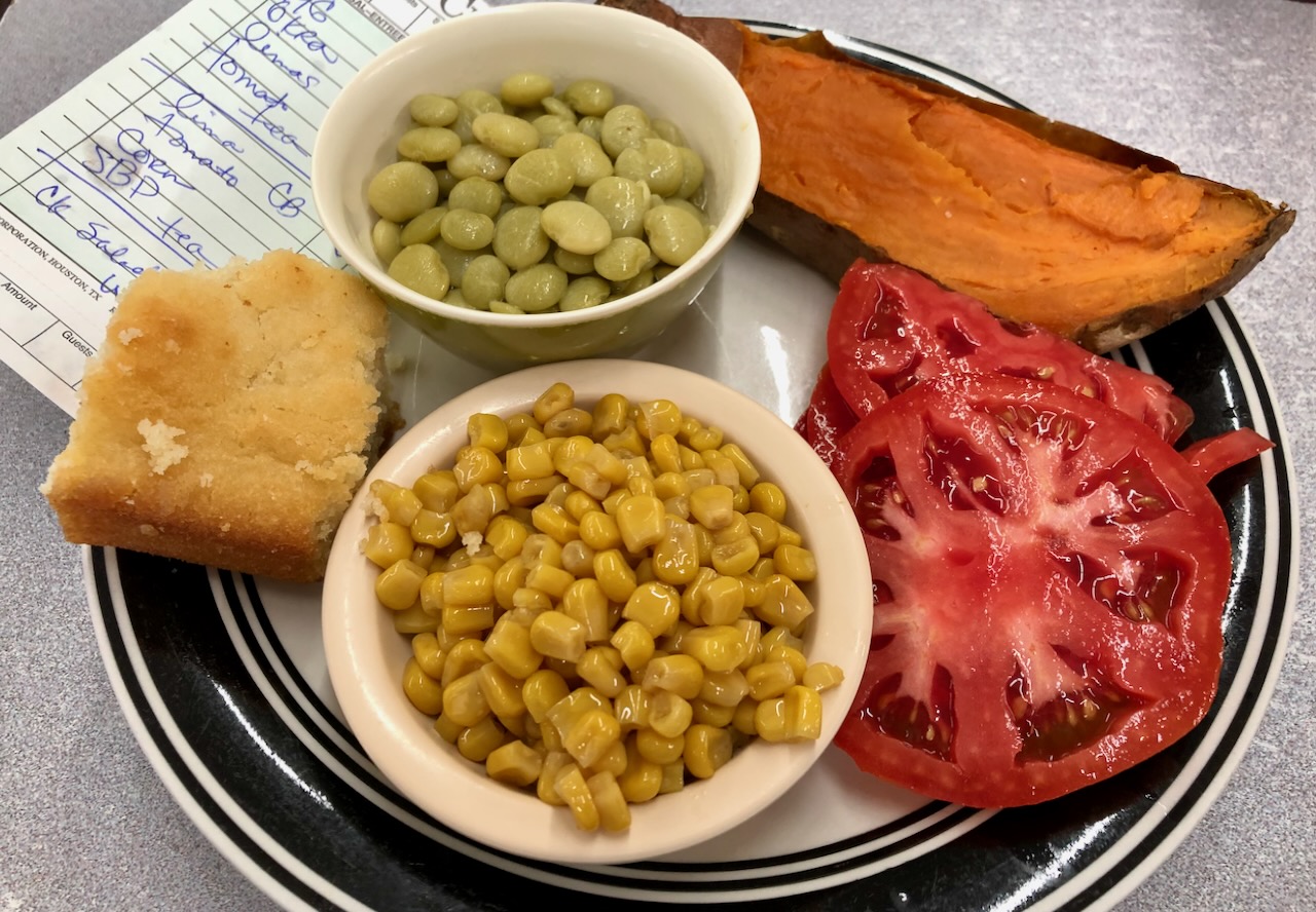 A veggie lunch with a biscuit at R.A. Pickens country store and restaurant.