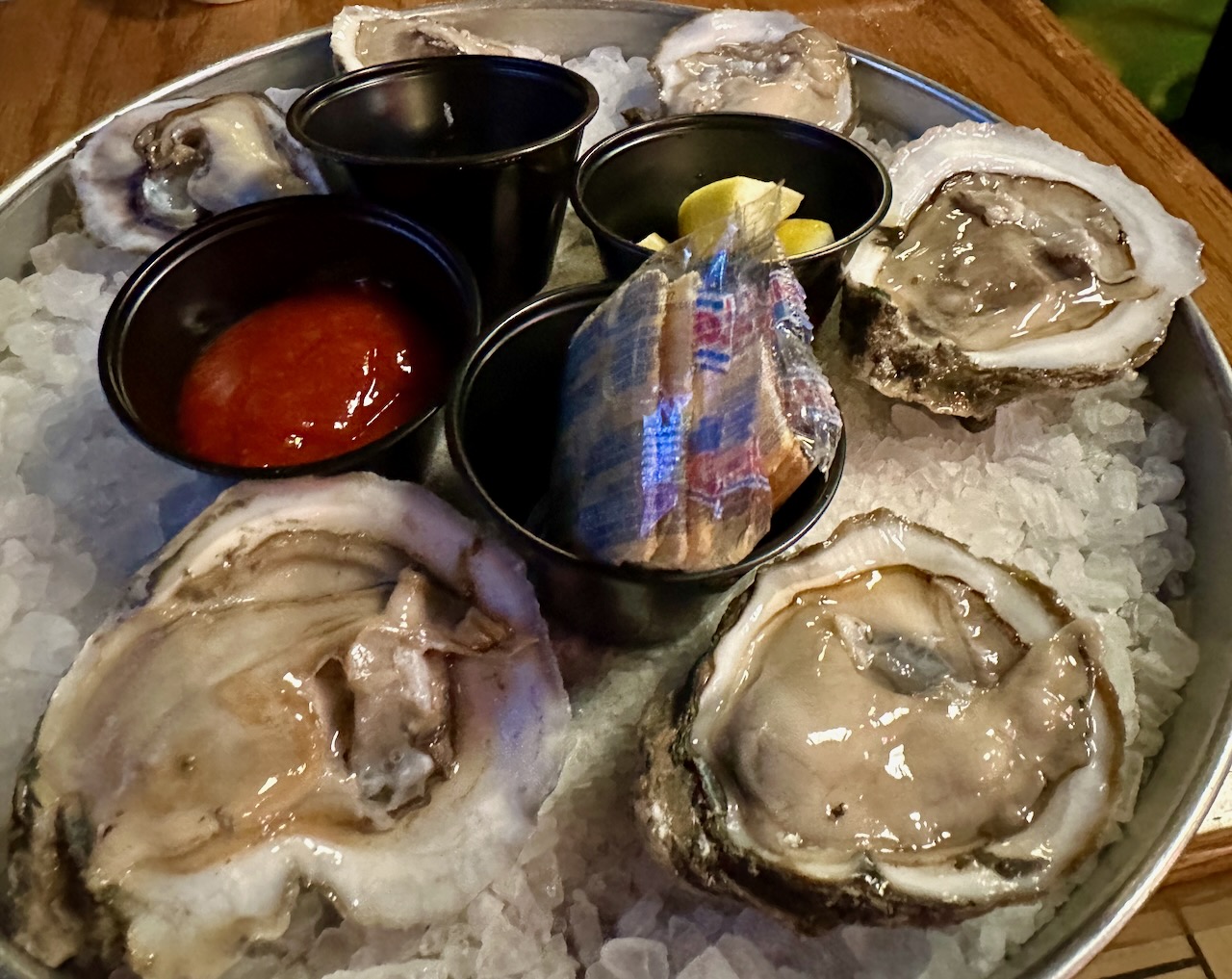 Fresh, half shell Oysters from Hoots BBQ, McGehee, Arkansas
